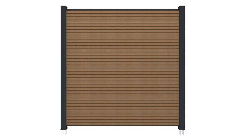 planeo LINEA - WPC CoEx Rhombus plug-in fence Burma Teak 176 x 183 cm