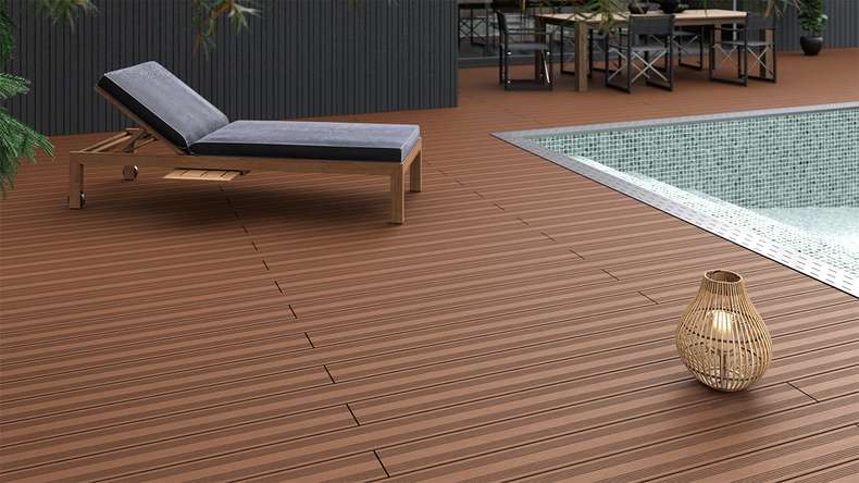 planeo SolidWood WPC decking complete set solid plank - light brown French/textured