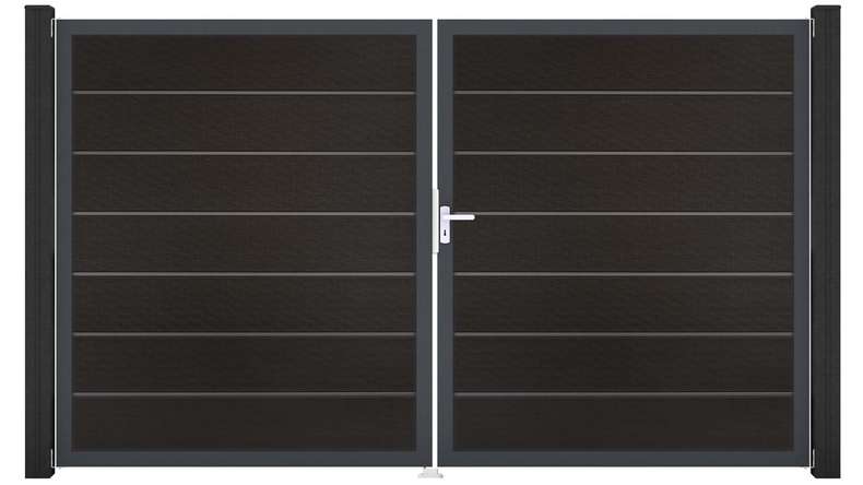 planeo Gardence Premium BPC door - DIN right 2-leaf black co-ex with anthracite aluminium frame