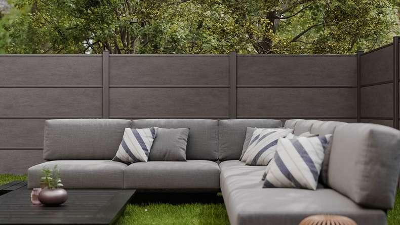 planeo Gardence Resistant - HPL plug-in fence anthracite grey 180 x 183 cm