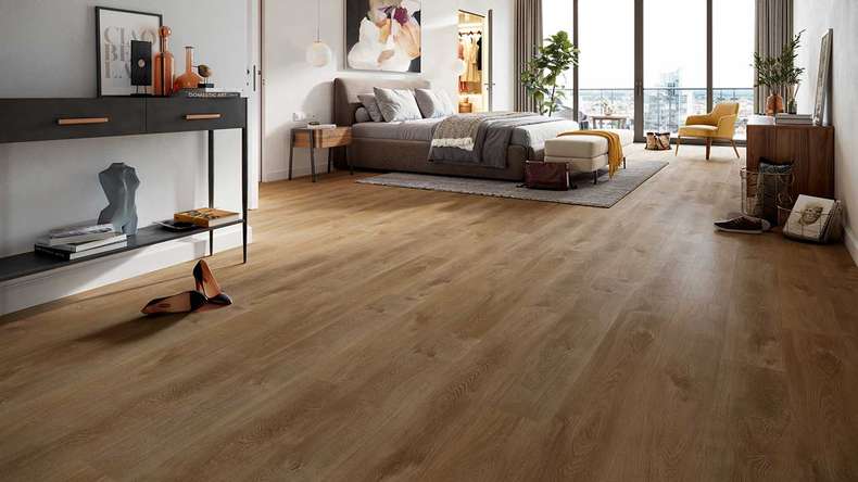 planeo Rigid Klick Vinyl - HOMEtec Basic 30 IXPE Warm Meadow Oak | Impact sound insulation integrated (RP-E30-1)