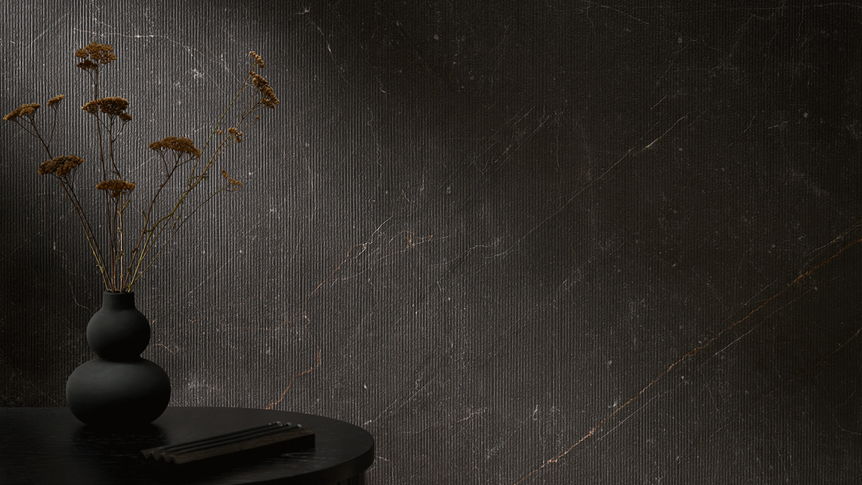 planeo SPC wall cladding – CeraRock Tile Stripes Black Slate XL 280 x 117.5 cm