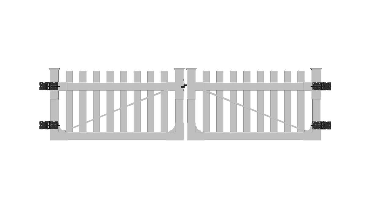 planeo Privara - PVC front garden fence gate white - UV-resistant | 300 x 80 cm