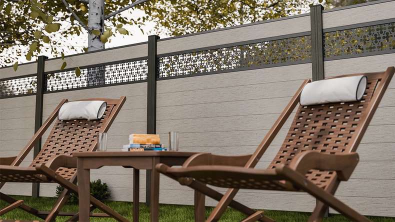 planeo Gardence Strong - BPC plug-in fence Oriental Bi-Colour Sand 180 x 180 cm
