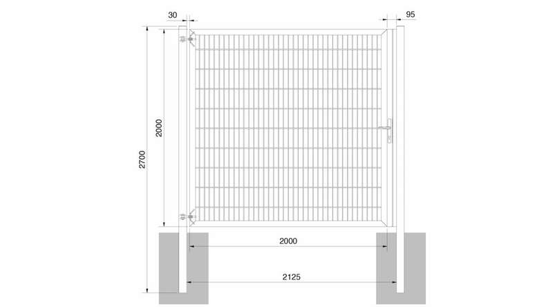 Universal door heavy 1-leaf hot-dip galvanised H 2000 x W 2125 mm incl. gateposts