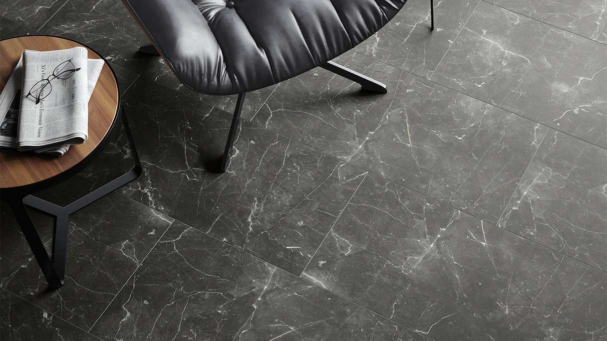 planeo Rigid click vinyl - Stone Botticino Dark Matt | Impact sound insulation integrated (100P2909MT)