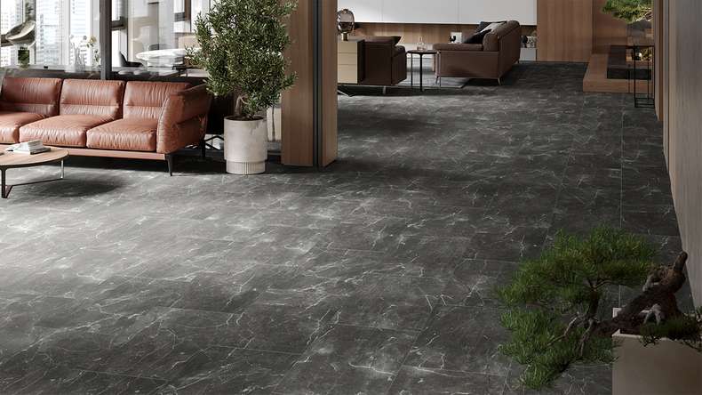 planeo Rigid click vinyl - Stone Botticino Dark Matt | Impact sound insulation integrated (100P2909MT)