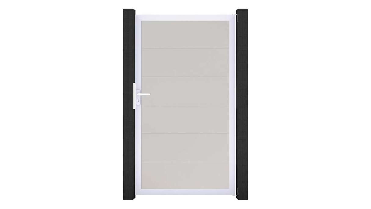 planeo Gardence Simply – White PVC Universal Gate with Aluminium Frame, 100 x 180 cm