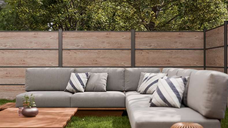 planeo Gardence Resistant - HPL plug-in fence wood look 180 x 183 cm