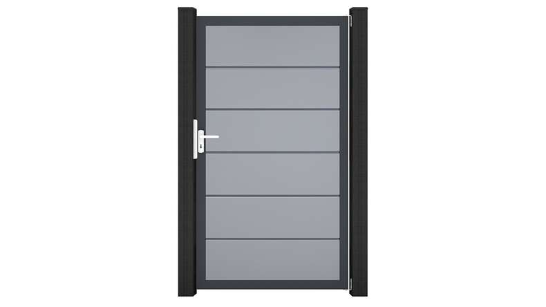 planeo Gardence Simply Premium – Silver-grey universal PVC gate with aluminium frame, 100 x 180 cm 