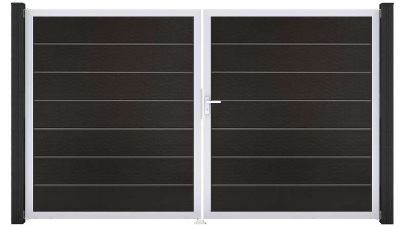 planeo Gardence Deluxe – BPC gate – double-leaf, black co-extruded with aluminium frame