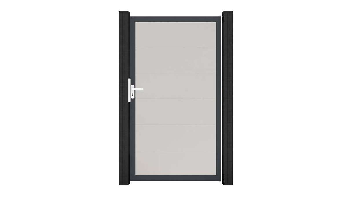 planeo Gardence Simply – White PVC Universal Gate with Aluminium Frame, 100 x 180 cm