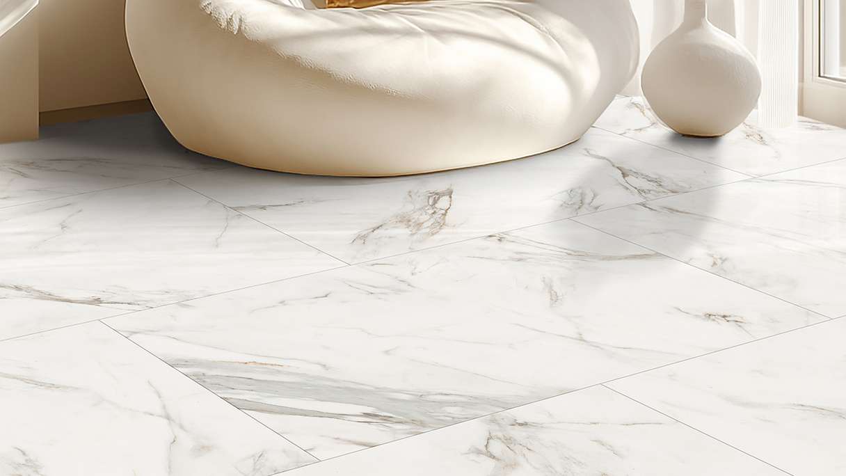 Gerflor Klick Vinyl Rigid - Creation 55 Clic Acoustic White Marble | Impact sound insulation integrated (61261743)