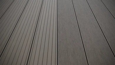 planeo LightWood WPC decking board hollow chamber - Light grey 3m fine grooved/grooved
