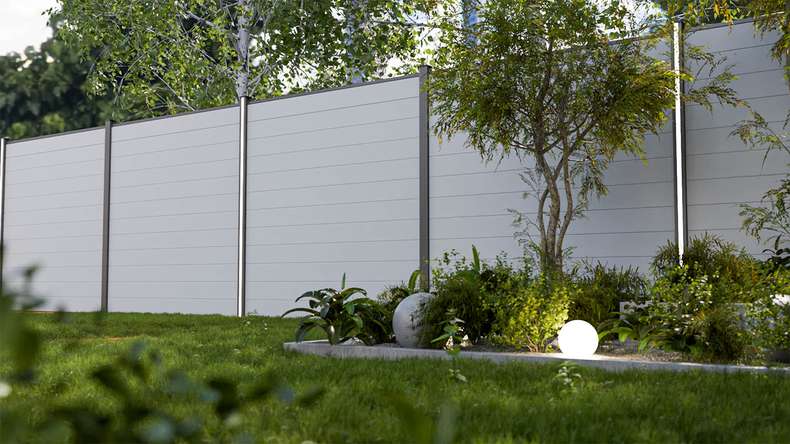planeo Gardence Simply Small - PVC plug-in fence silver-grey 180 x 180 cm