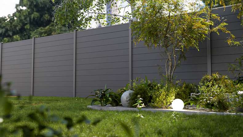 planeo Gardence Simply Small - PVC plug-in fence anthracite grey 180 x 180 cm