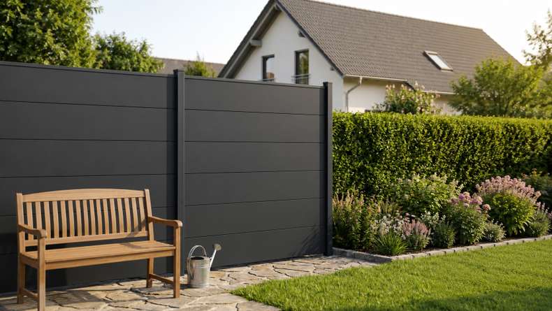 planeo Basic - PVC Plug-in Fence Square Anthracite Grey 180 x 180 cm