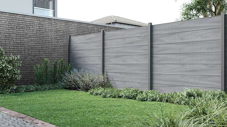 planeo Solid Grande - plug-in fence standard stone grey co-ex