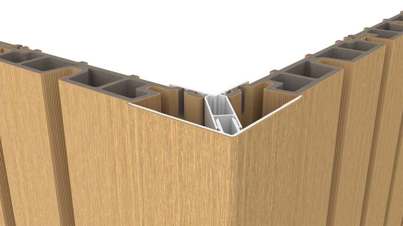 planeo LINEA – Aluminium CoEx external corner profile, Sand, 3000 x 66 x 66 mm