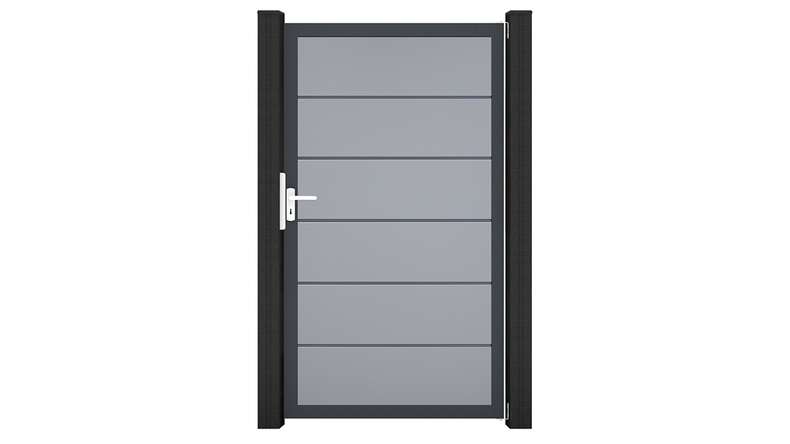 planeo Gardence Simply Premium - PVC universal door silver-grey with aluminium frame in anthracite | DB703 100 x 180 cm
