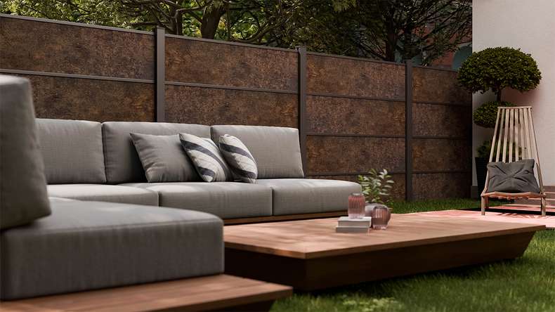 planeo Gardence Resistant - HPL plug-in fence rust-look 180 x 183 cm