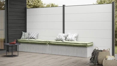 planeo Basic - PVC Plug-in Fence Square White 180 x 180 cm