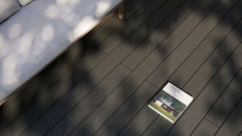 planeo AntikWood WPC decking complete set solid planks - anthracite grey antique aged