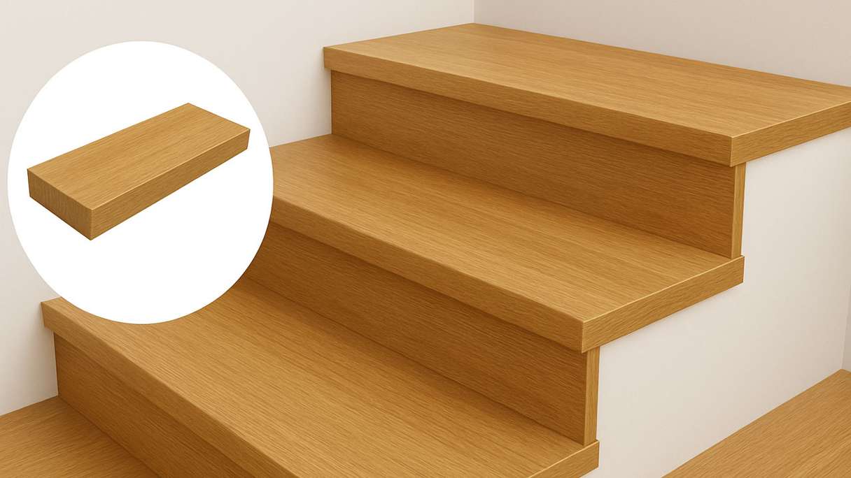planeo block step straight 40mm blockboard + vinyl | decor and dimensions individually selectable