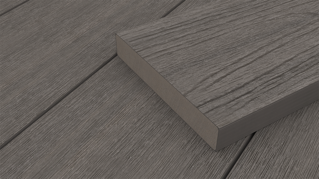 planeo UNIDeck – WPC CoEx-coated decking board, dark grey, 3m – textured/smooth brushed