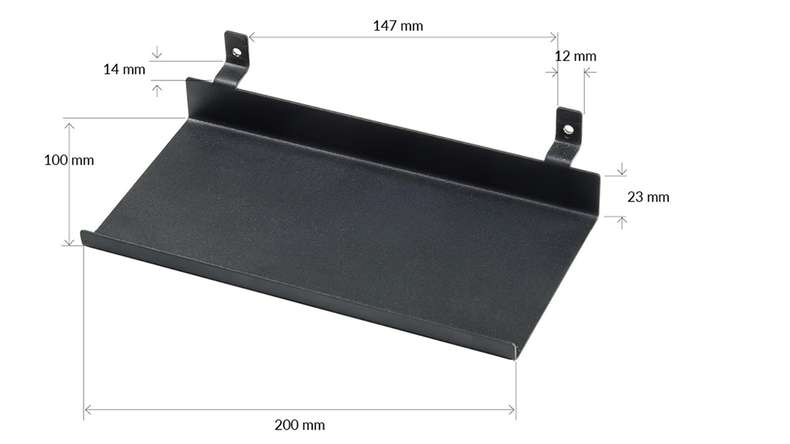 planeo shelf - black 20 cm including screws