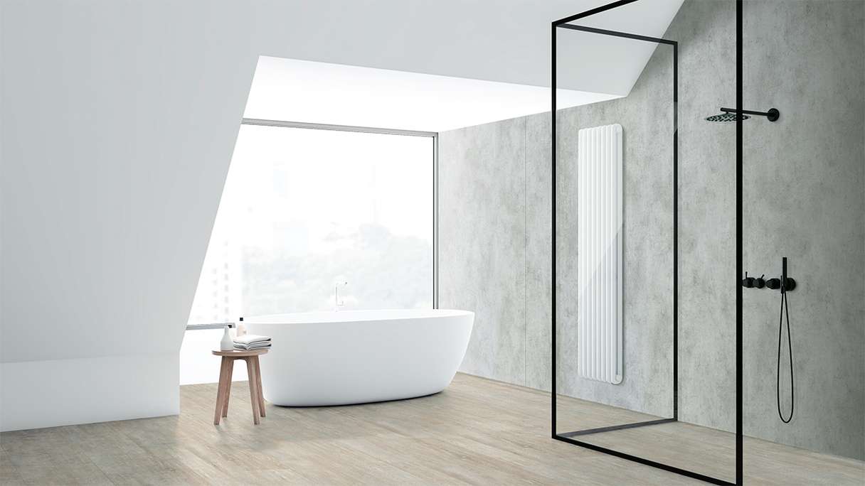 planeo StrongWall - Plastic wall panelling XL Wash Cement 260 x 90 cm