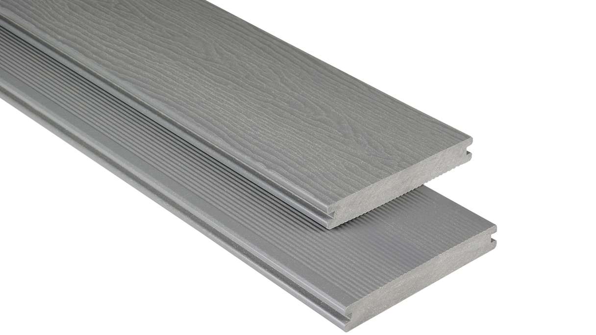 planeo WPC - decking board solid grey 1.20m - embossed