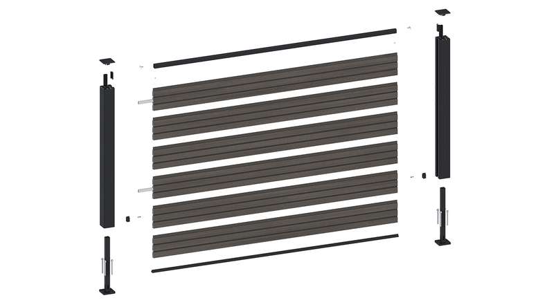 planeo LINEA - WPC CoEx Rhombus Front Garden Plug-in Fence, Dark Grey, 180 x 90 cm