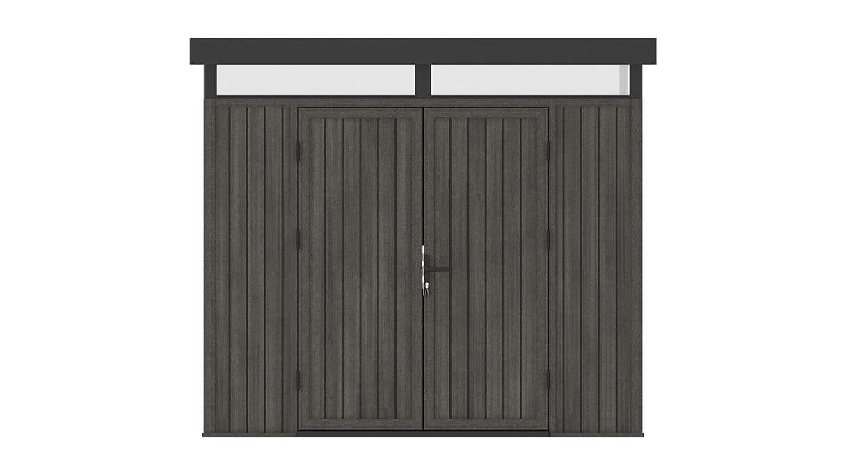 planeo WPC CoEx Flat-Roof Garden Shed M – Dark Grey 250 x 250 x 226.5 cm
