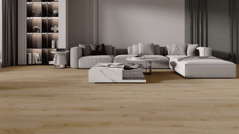 planeo Rigid Click Vinyl - HOMEtec Pro 50 IXPE Warm Sand Oak | Impact sound insulation integrated (RP-E50-5)