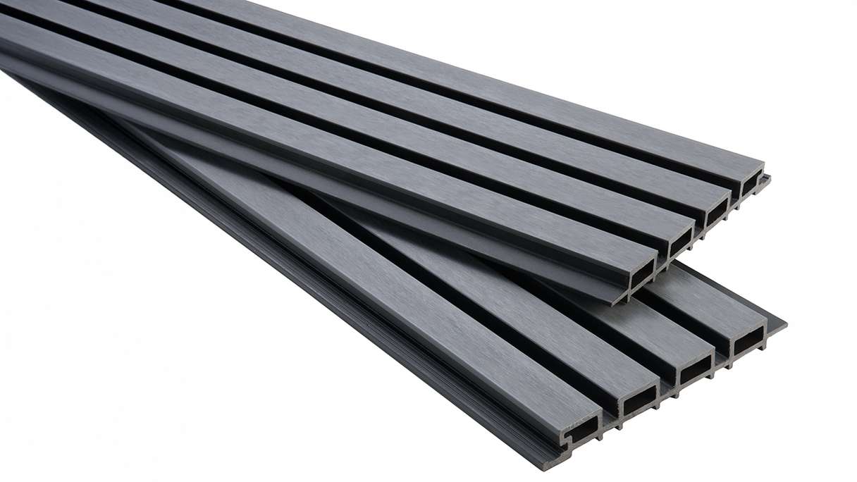 planeo NOVA – WPC CoEx rhombus-pattern cladding strip, Grey, 4 m