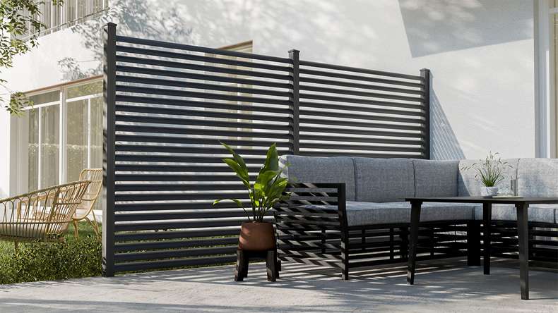 planeo Gardence Metallic Ellipse - Aluminium Garden Fence Square Anthracite | DB703