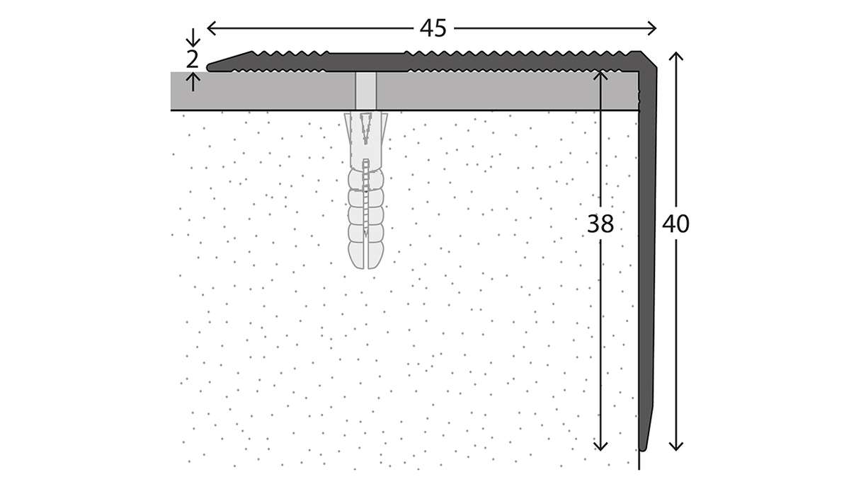 planeo stair nosing profile 492 silver 250 cm