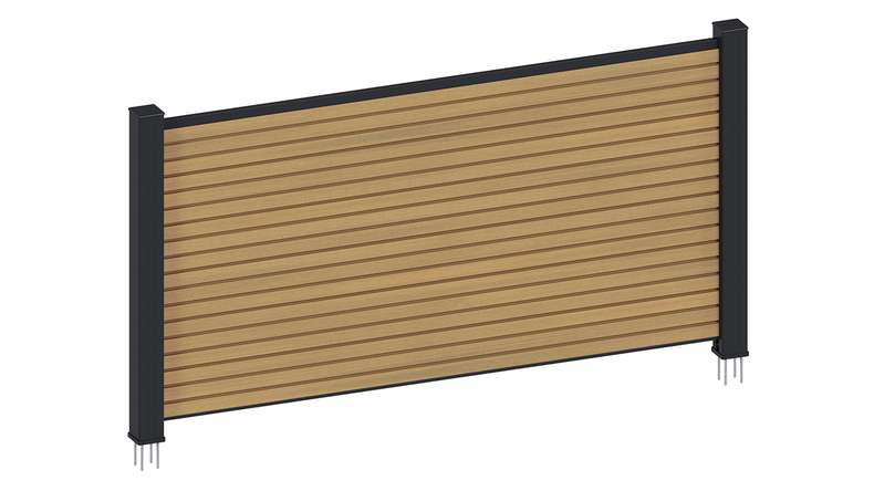 planeo LINEA – WPC CoEx Rhombus Front Garden Plug-in Fence, Sand, 180 x 90 cm