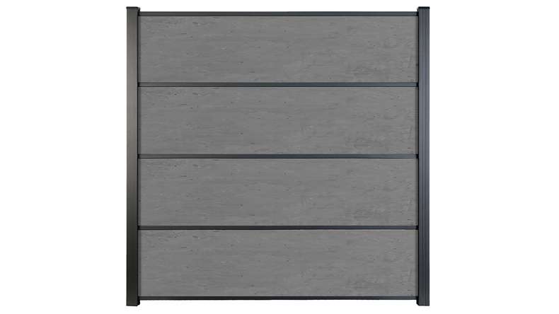 planeo Gardence Resistant - HPL plug-in fence concrete grey 180 x 183 cm