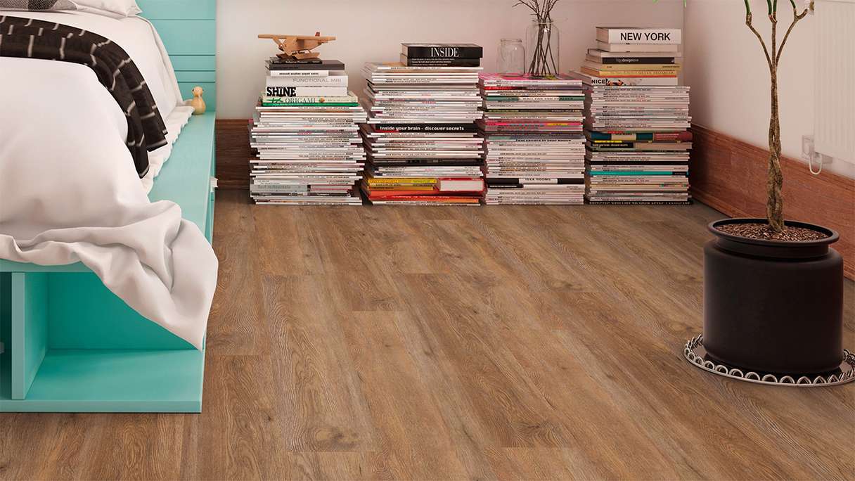 planeo Rigid click vinyl - FlexCore 30 Chocolate Oak | Impact sound insulation integrated (plfc-5145FS30)