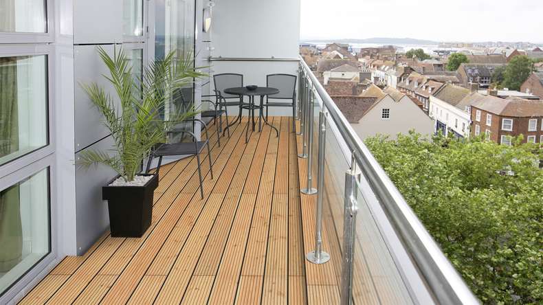 TerraWood wooden decking - Douglas fir Canadian - grooved / grooved