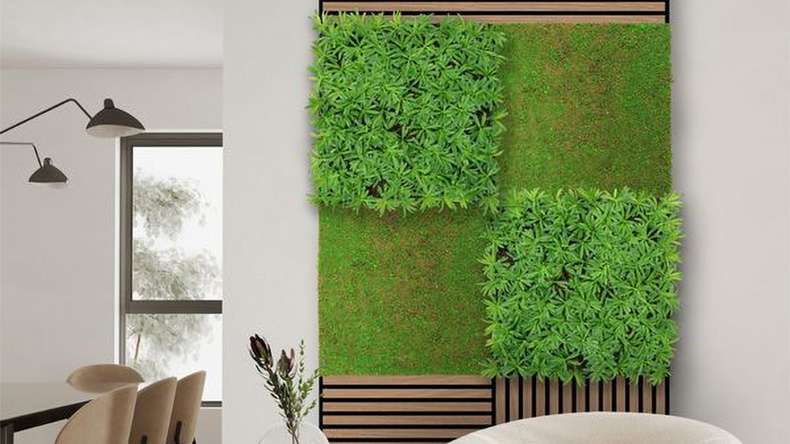 planeo acoustic panel - MixWall Living Leaf Podocarpus Tea Tree 52 x 52 cm | natural plant (PLMW-40111)