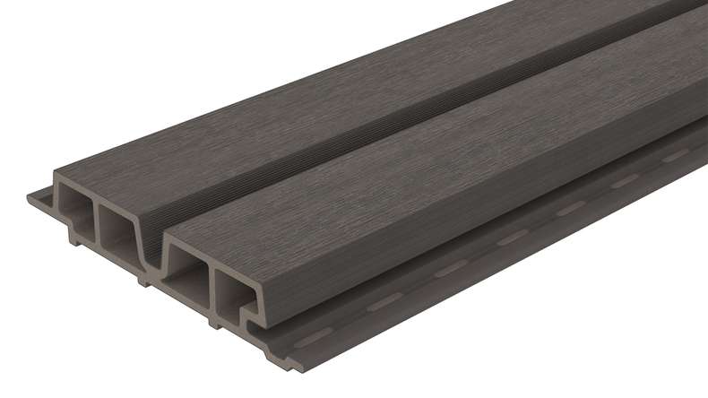 planeo LINEA Wide – WPC CoEx cladding, dark grey, 2900 x 181 mm