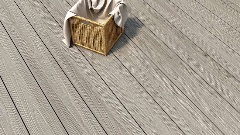 planeo MAXLine Nature - WPC CoEx coated XL decking board hollow chamber - light grey 3m textured/smooth brushed