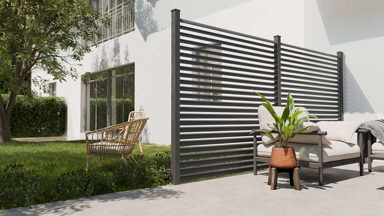 planeo Gardence Metallic Ellipse - Aluminium Garden Fence Square Anthracite | DB703