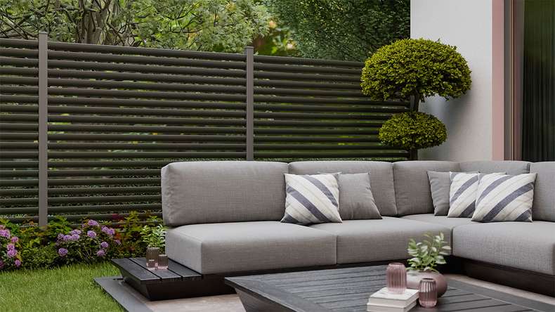 planeo Gardence Metallic Ellipse - Aluminium Garden Fence Square Anthracite | DB703