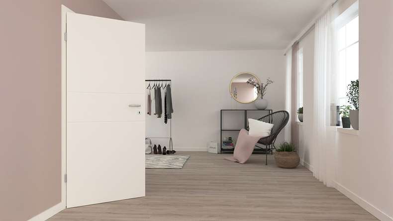 planeo design interior door VELA Kado 3O white lacquer 9010 corner edge | lacquered - 1985 x 610|735|860|985 mm