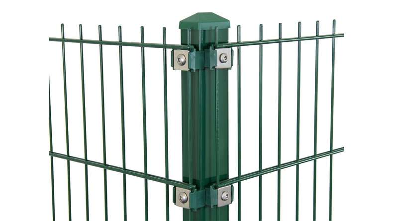 Corner post type P moss green for double bar fence - fence height 1830 mm