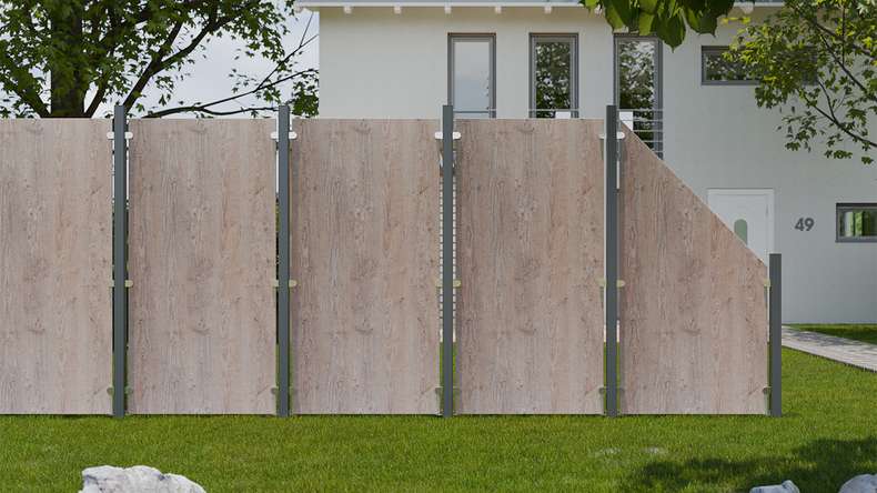 planeo Gardence Resistant - HPL privacy fence on edge - wood look 90 x 180cm